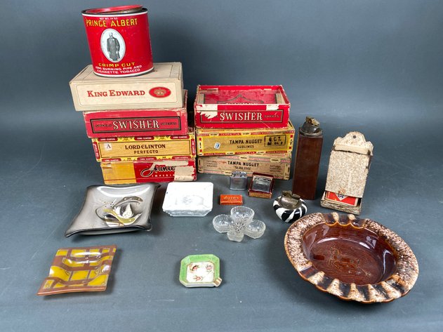 Image for Assortment of Vintage Tobacco Advertising, Cigar Boxes, Ashtrays, Lighters, and More!