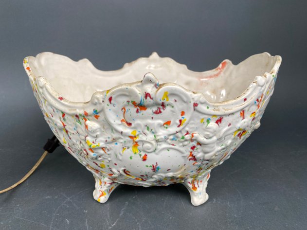 Image for Vintage Lane and Company Clown Lamp and MCM Splatterware Pedestal Planter