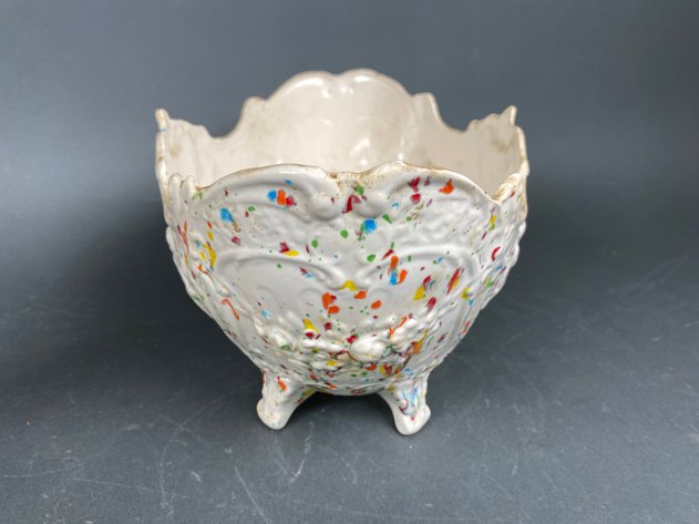 Image for Vintage Lane and Company Clown Lamp and MCM Splatterware Pedestal Planter