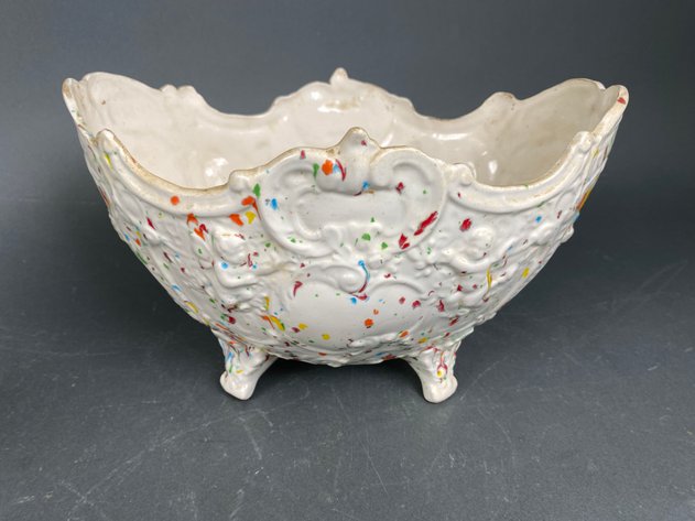 Image for Vintage Lane and Company Clown Lamp and MCM Splatterware Pedestal Planter