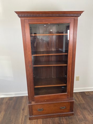 Image for Vintage Glass Front Wooden Display Cabinet/Modified Gun Cabinet with Adjustable Shelves