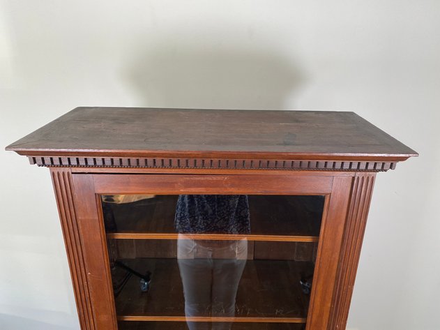 Image for Vintage Glass Front Wooden Display Cabinet/Modified Gun Cabinet with Adjustable Shelves