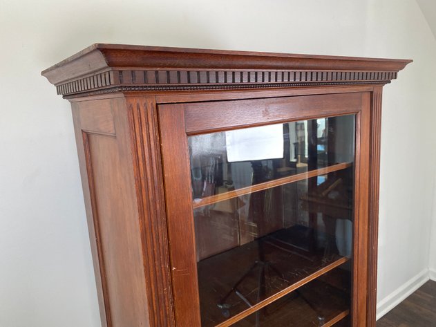 Image for Vintage Glass Front Wooden Display Cabinet/Modified Gun Cabinet with Adjustable Shelves