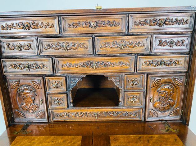 Image for 19th Century Spanish Vargueno Hand Carved Renaissance Raised Cabinet
