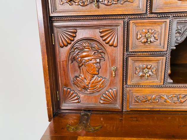 Image for 19th Century Spanish Vargueno Hand Carved Renaissance Raised Cabinet