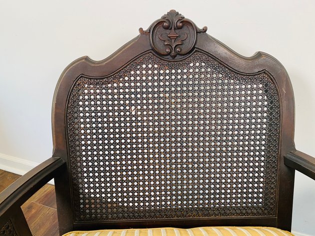 Image for Antique Edwardian Style, Original Finish Double Ratan Walnut Rocking and Matching Arm Chair