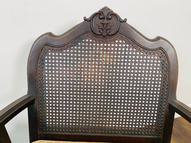 Image for Antique Edwardian Style, Original Finish Double Ratan Walnut Rocking and Matching Arm Chair