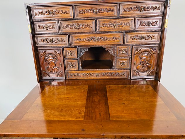 Image for 19th Century Spanish Vargueno Hand Carved Renaissance Raised Cabinet
