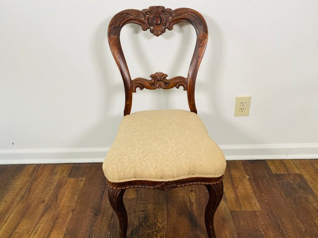 Image for (19th) Century Victorian Carved Balloon Back Chair with Upholstered Seat