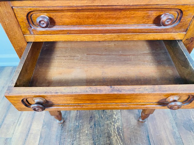Image for Antique American Pine (2) Drawer Side Table/Night Stand