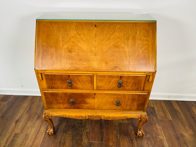 Image for 1870s -1880s Walnut Desk by Rivington, English Leather with Dovetail Drawers