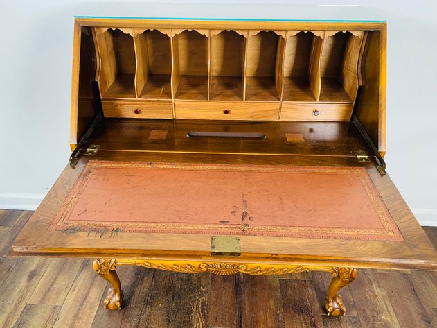 Image for 1870s -1880s Walnut Desk by Rivington, English Leather with Dovetail Drawers