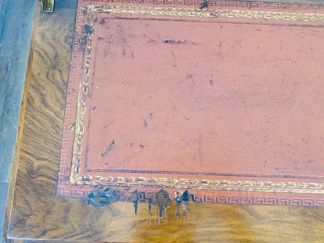 Image for 1870s -1880s Walnut Desk by Rivington, English Leather with Dovetail Drawers