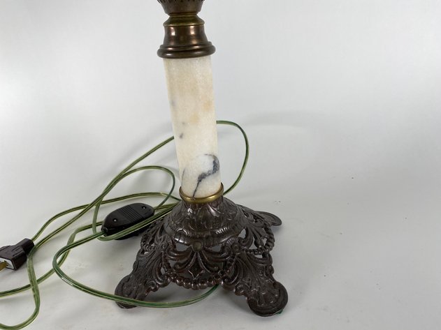 Image for Brass and Marble Converted Antique Oil Lamp