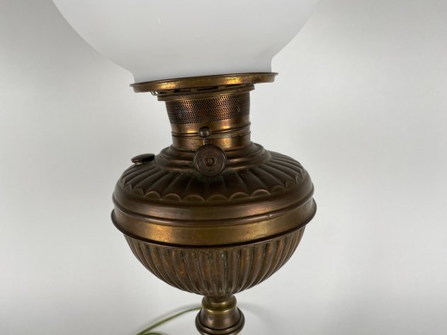 Image for Brass and Marble Converted Antique Oil Lamp