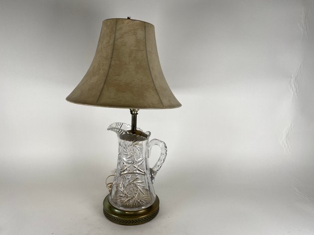 Image for Antique American Brilliant Period Cut Glass Pitcher Table Lamp