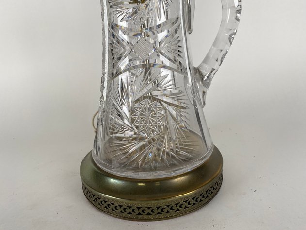 Image for Antique American Brilliant Period Cut Glass Pitcher Table Lamp
