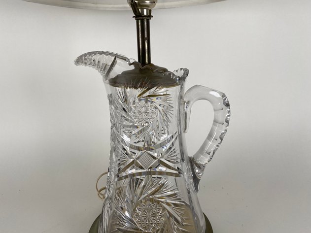 Image for Antique American Brilliant Period Cut Glass Pitcher Table Lamp