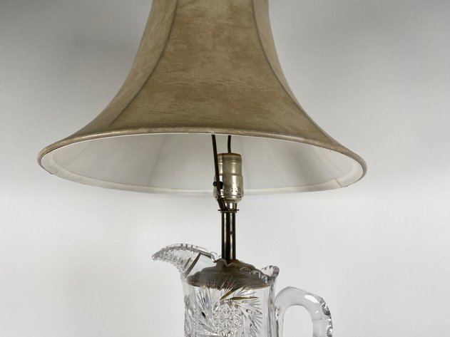 Image for Antique American Brilliant Period Cut Glass Pitcher Table Lamp