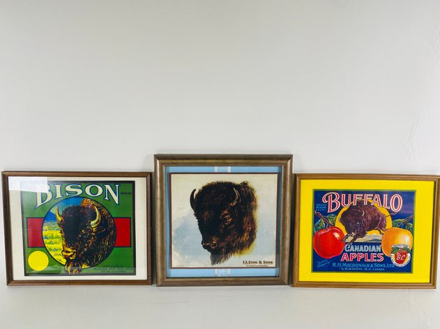 Image for (3) Framed Buffalo Advertising Prints