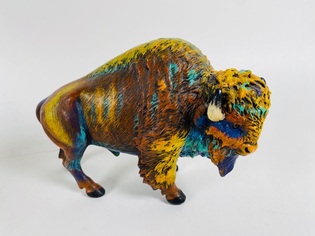 Image for (3) Buffalo Statues (2) Ceramic and (1) Resin