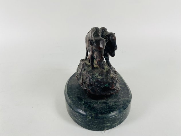 Image for TOW Buffalo Son Rock Marble Pedestal Buffalo Figurine
