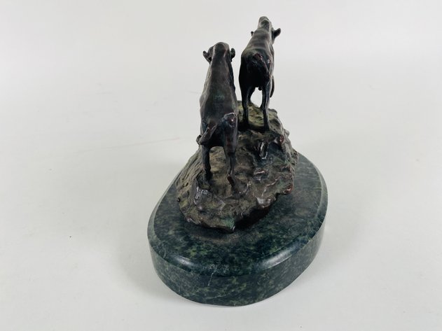 Image for TOW Buffalo Son Rock Marble Pedestal Buffalo Figurine