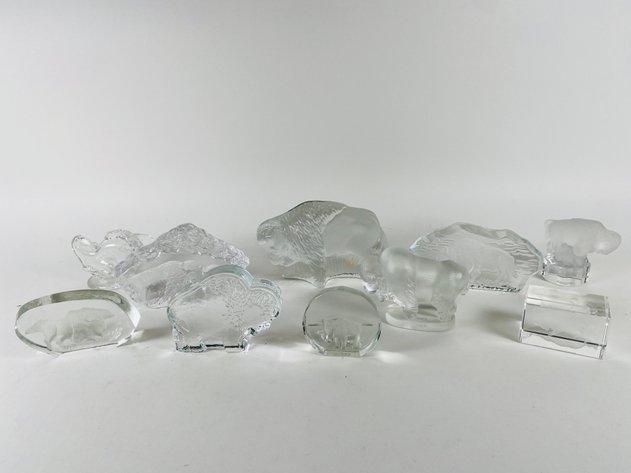 Image for (10) Piece Collection of Buffalo Themed Glass and Crystal Paperweights
