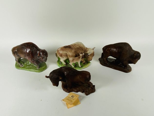 Image for (4) Collection of Buffalo Statues and Figurines