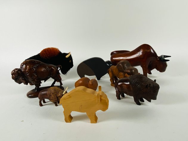 Image for (9) Collection of Buffalo Statues and Figurines