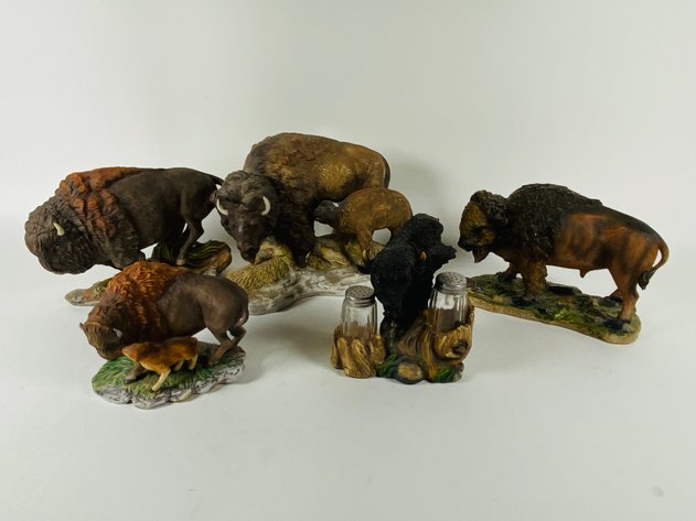 Image for (5) Collection of Buffalo Statues and Figurines