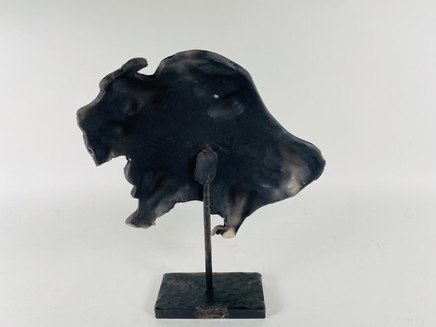 Image for RAKU Buffalo Figurine Made of Baked Clay, In a Bed of Flowers