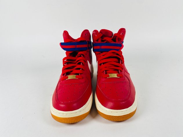 Image for (1) Nike Air Force 1 High Red Leather Gym Gum Sole 653998-605, Size 7 Youth