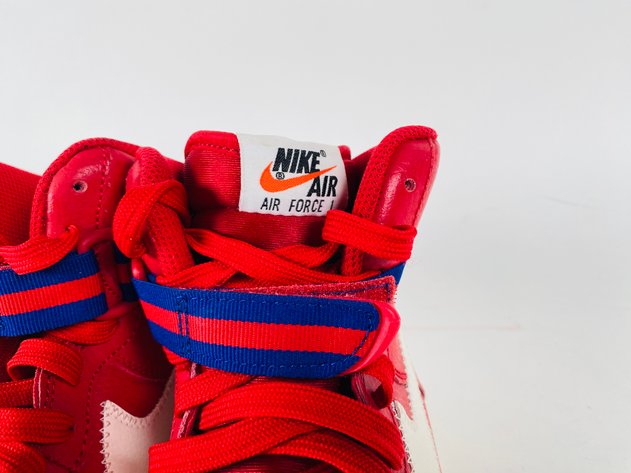 Image for (1) Nike Air Force 1 High Red Leather Gym Gum Sole 653998-605, Size 7 Youth
