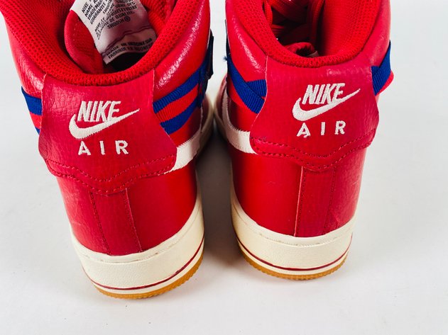 Image for (1) Nike Air Force 1 High Red Leather Gym Gum Sole 653998-605, Size 7 Youth