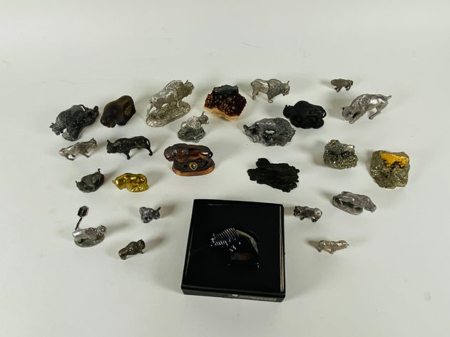 Image for Assortment of (25) Pewter and Various Mixed Metal Buffalo Themed Figurines