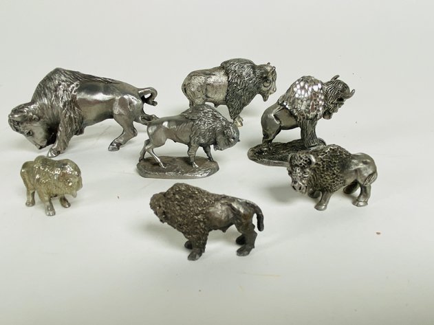 Image for Assortment of (25) Pewter and Various Mixed Metal Buffalo Themed Figurines