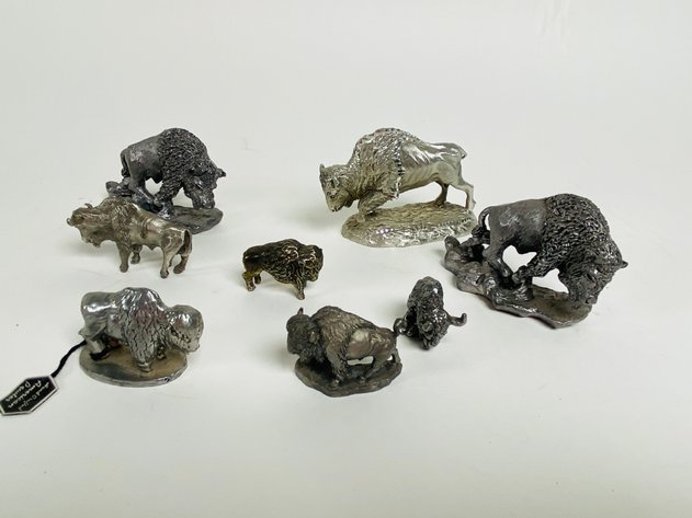 Image for Assortment of (25) Pewter and Various Mixed Metal Buffalo Themed Figurines