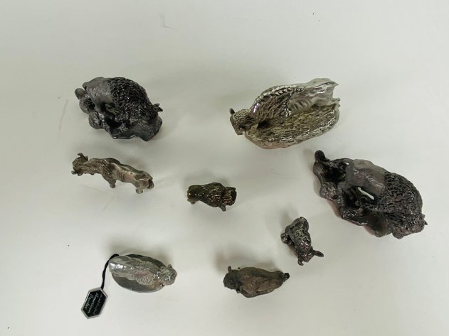 Image for Assortment of (25) Pewter and Various Mixed Metal Buffalo Themed Figurines