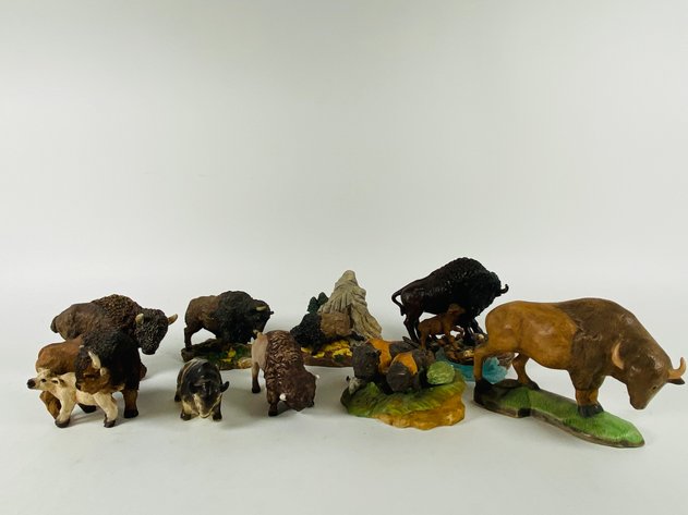 Image for (9) Collection of Buffalo Statues and Figurines