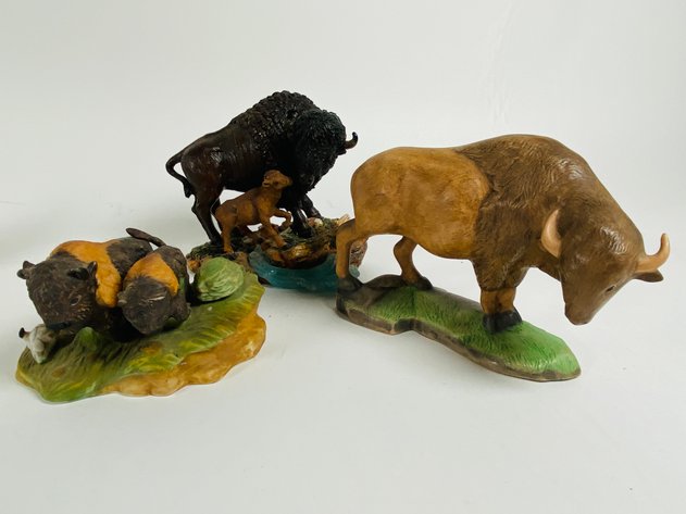 Image for (9) Collection of Buffalo Statues and Figurines