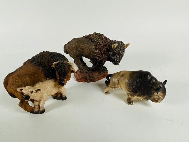 Image for (9) Collection of Buffalo Statues and Figurines