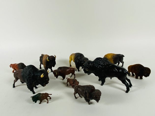 Image for (11) Collection of Buffalo Statues, Figurines and Toys