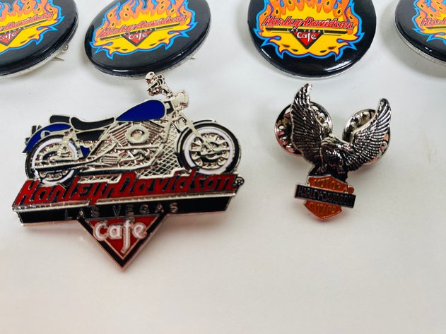 Image for (6) Harley Davidson Collector Pins and Button Pins