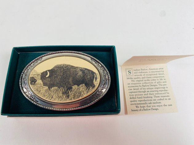 Image for (13) Piece Assortment of Buffalo Themed Jewelry, Belt Buckles, Figurines and Trinket Boxes