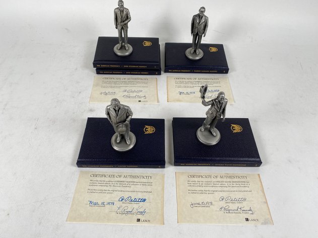 Image for (4) Lance Fine Pewter Presidential Petitto Figurines, with Books and Certificate of Authenticities