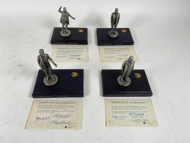 Image for (4) Lance Fine Pewter Presidential Petitto Figurines, with Books and Certificate of Authenticities