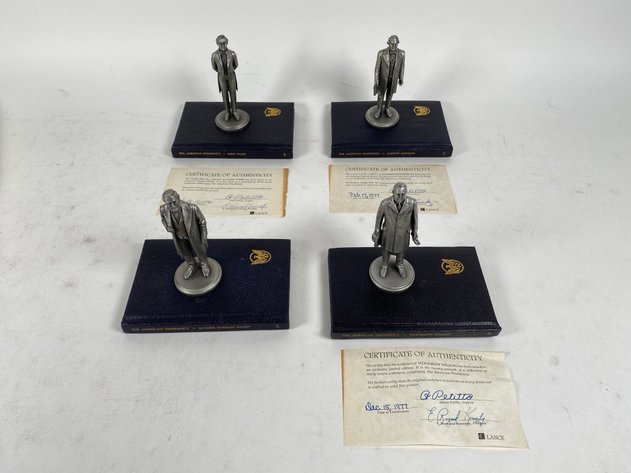 Image for (4) Lance Fine Pewter Presidential Petitto Figurines, with Books and Certificate of Authenticities