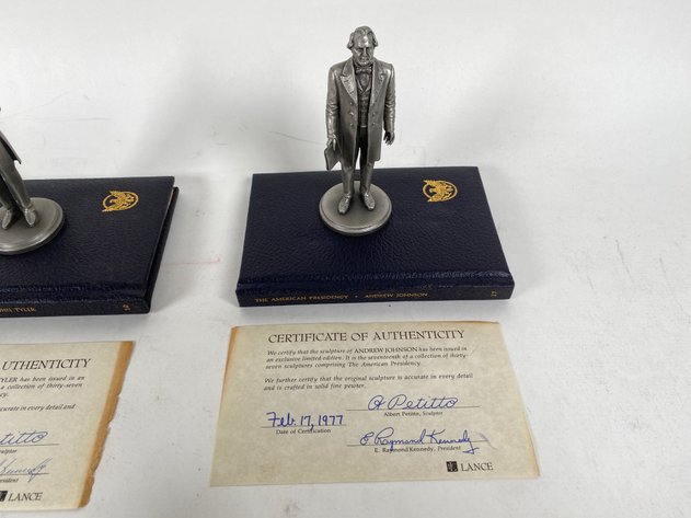Image for (4) Lance Fine Pewter Presidential Petitto Figurines, with Books and Certificate of Authenticities