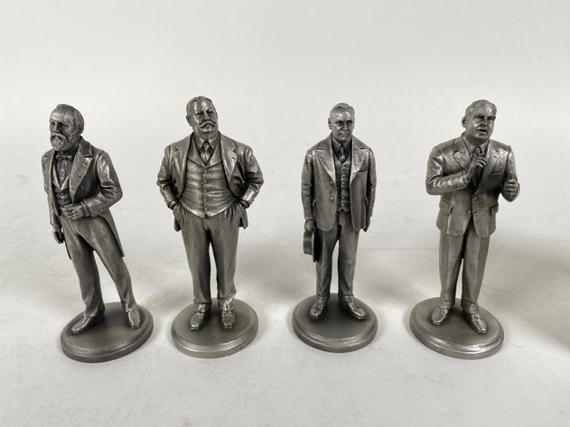 Image for (4) Lance Fine Pewter Presidential Petitto Figurines, with Books and (2) Presidential Mini Building Block Sets